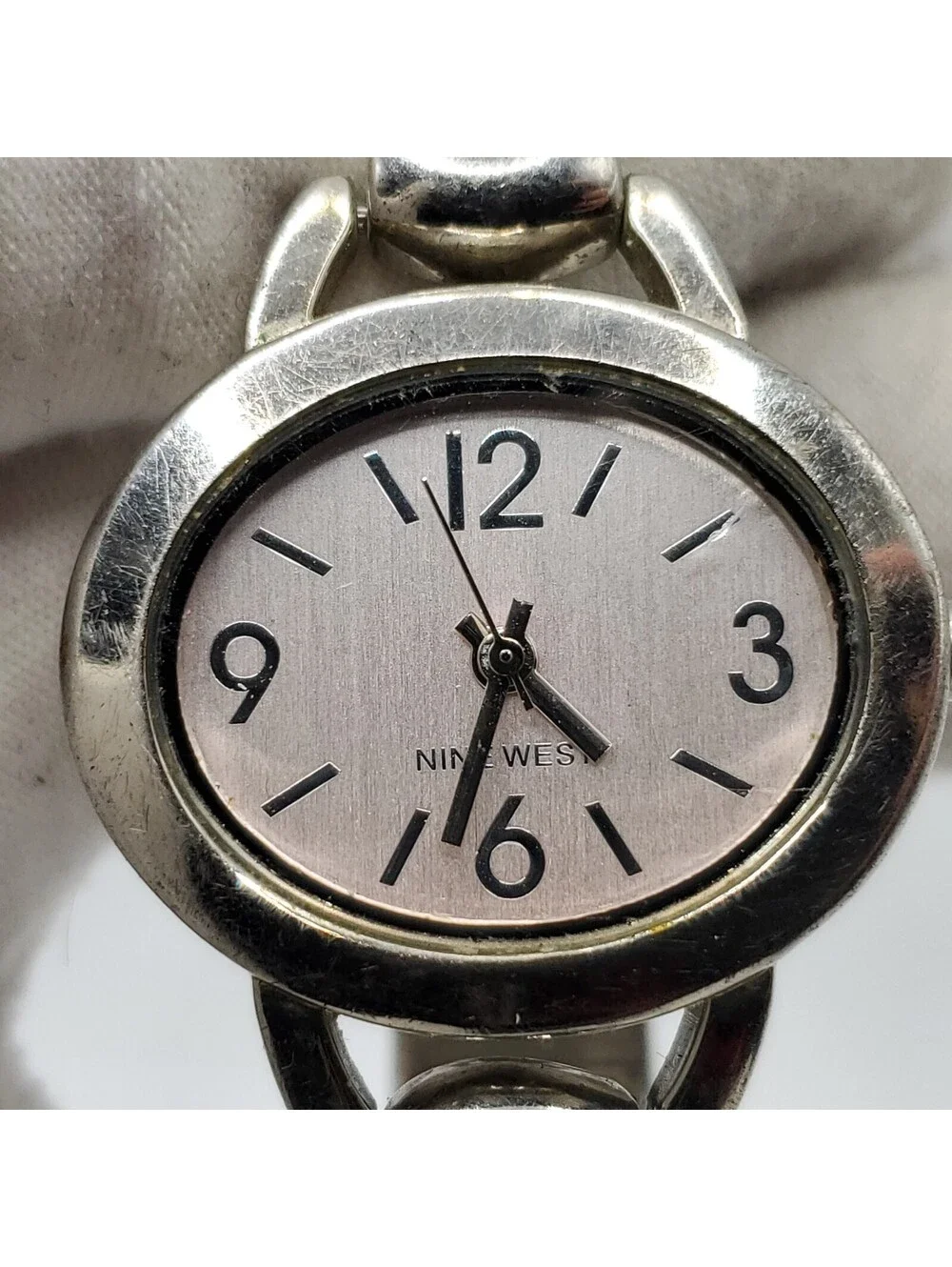 Nine West Watch Women 29mm Silver Tone Oval New Battery
